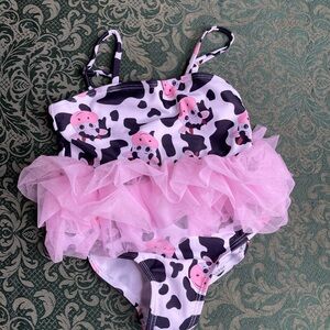 NWT 2t 3t 100 cm Cow cows Baby Swim suit bathing tutu ballet girl toddler summer